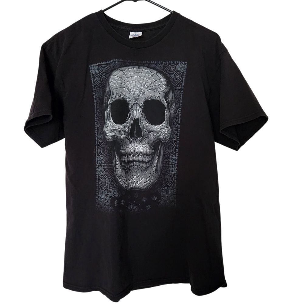 Delta ProWeight Mens Black Skull Graphic T-Shirt Medium